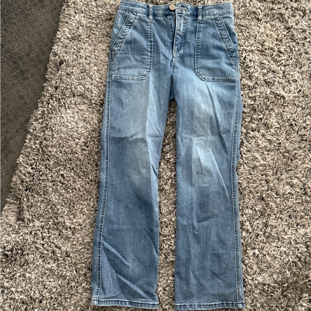 Democracy Cream and Gray Denim